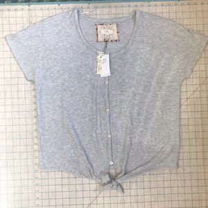 Cupio Womens Size Large Button Front Bottom Tie